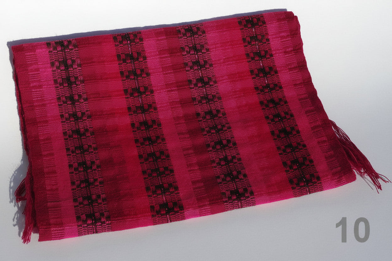 Schal San Antonio 10 mit Wollanteil, in roten-pink Streifen, mit Fransen, Guatemala