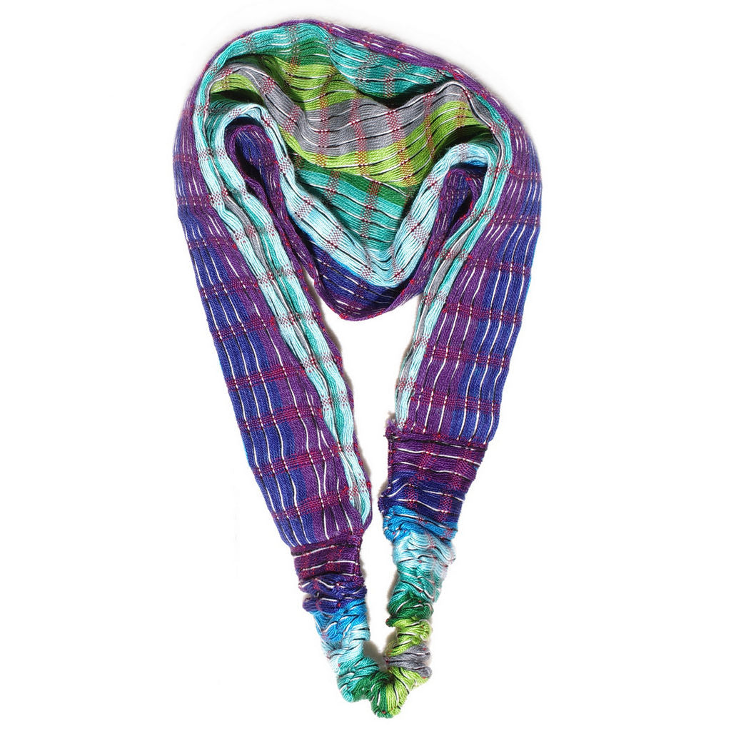Haarband San Antonio halb geöffnet in blau-hellblau-grün-Streifen