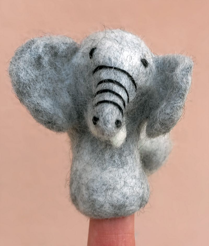 FingerpĂŒppchen Elefant aus Wollfilz