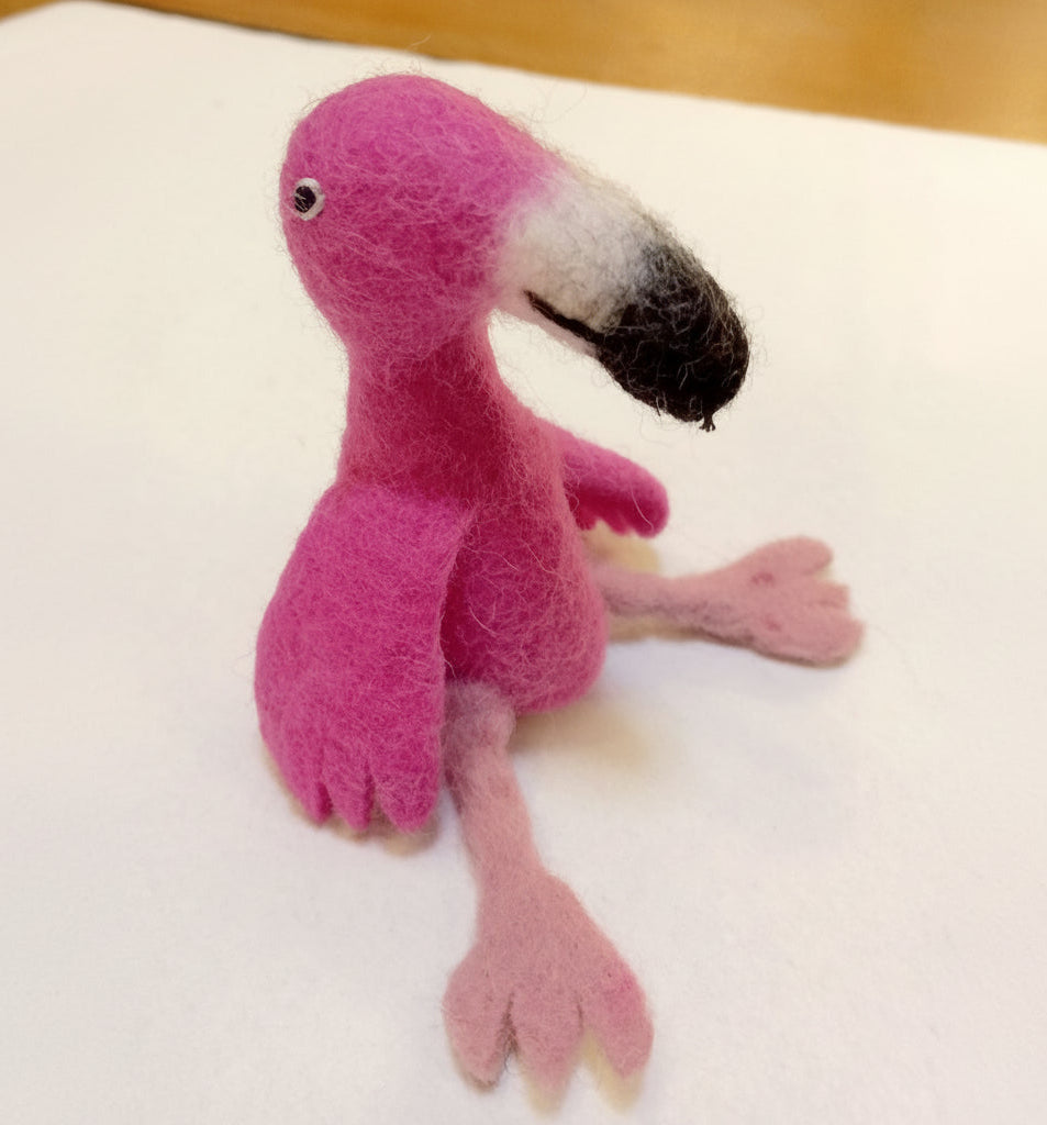 Fingerpüppchen Flamingo aus Wollfilz