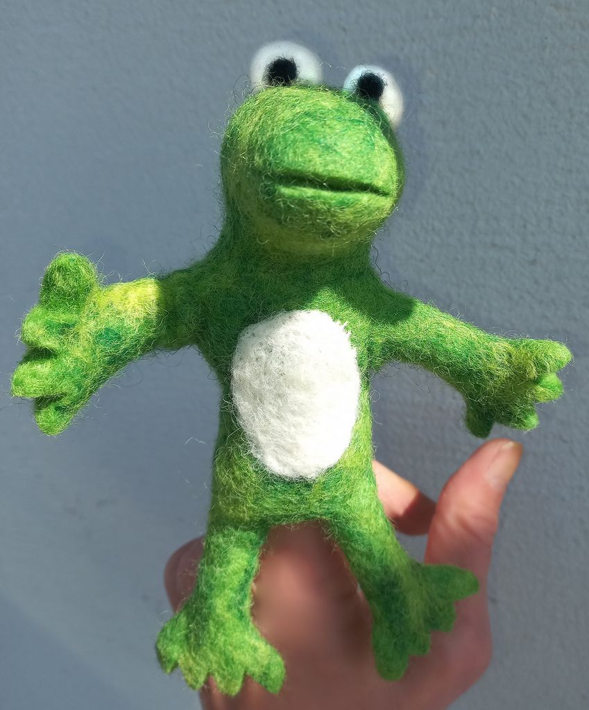 Fingerpüppchen Frosch aus Wollfilz