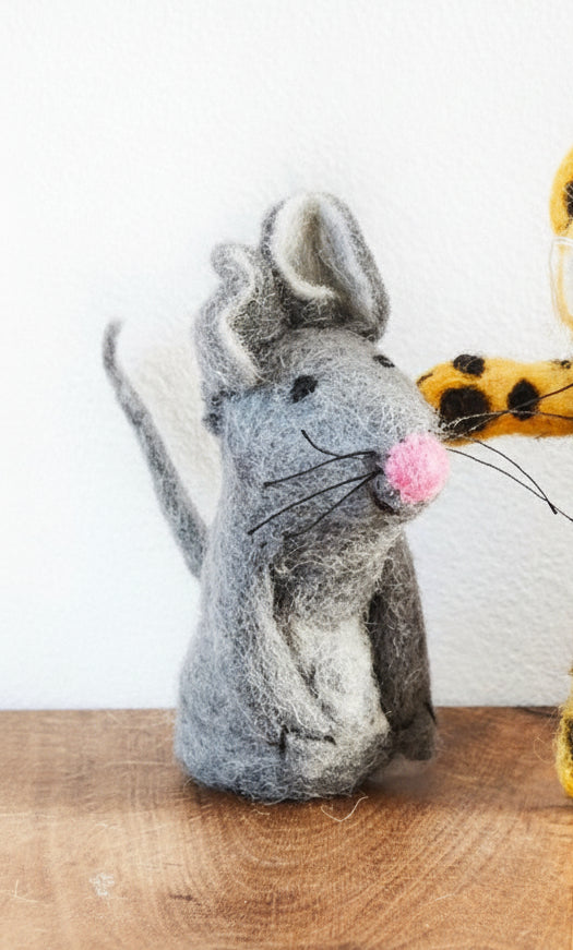 Fingerpüppchen Maus grau