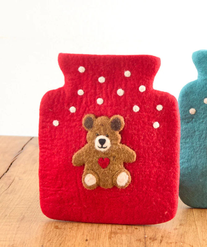 Wärmflasche "Teddybär", Filzhülle, medium