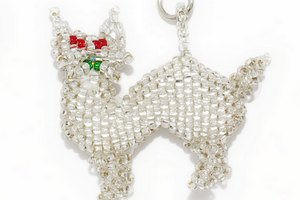 Schlüsselanhänger Katze aus Glasperlen