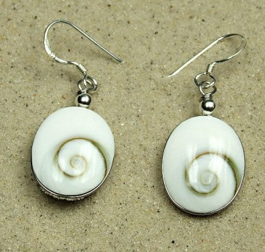 2 Operculum Ohr-Hänger in Silber, oval 35 x 13 mm