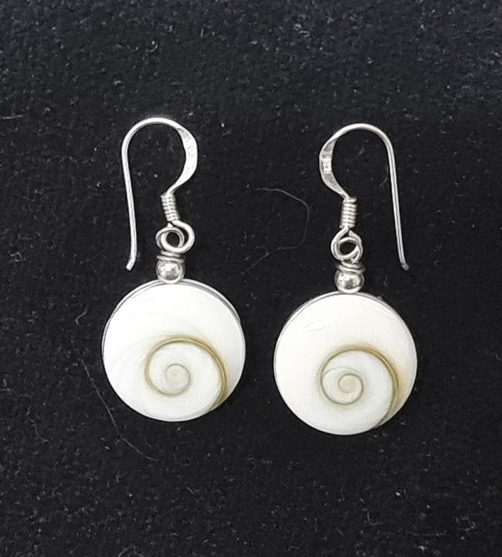 2 Operculum Ohr-Hänger in Silber, rund 35 x 15 mm