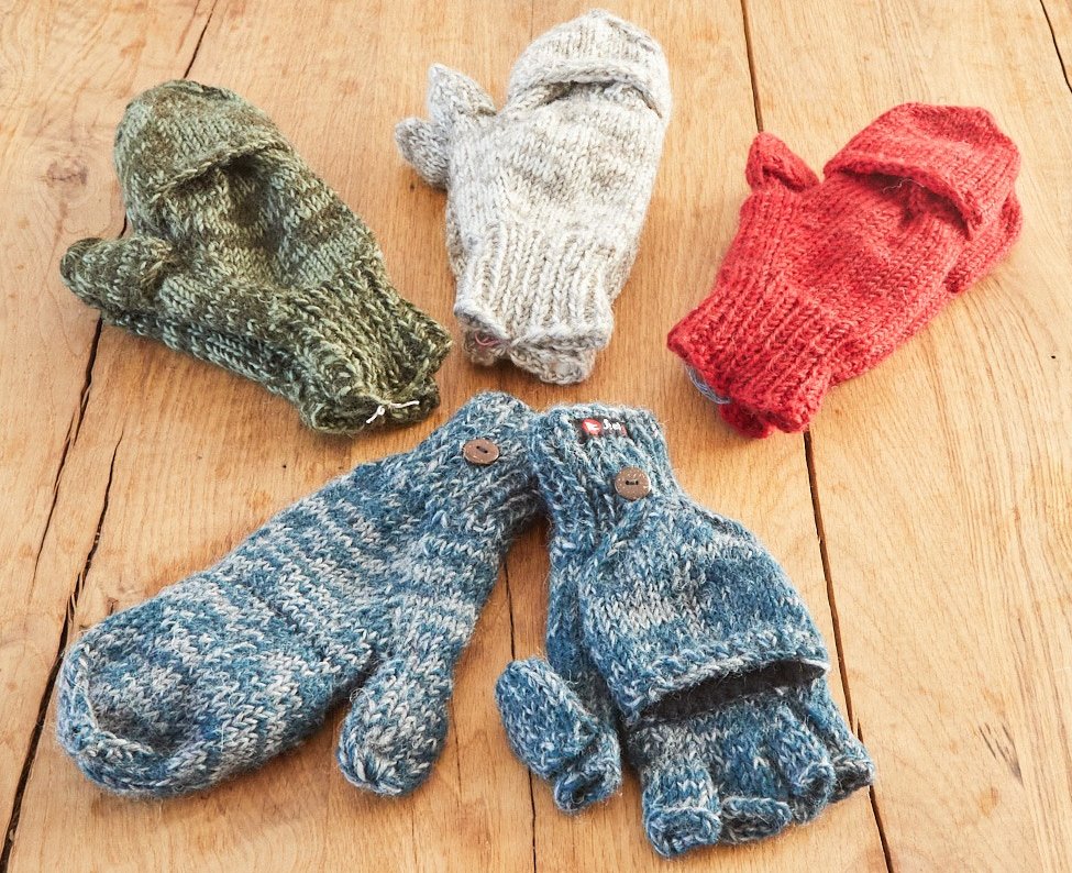 Wollhandschuhe Fingerklappe flexibel fair Nepal AlaSiesta