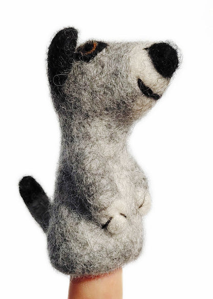Filz-Fingerpüppchen Erdmännchen, Seitenansicht