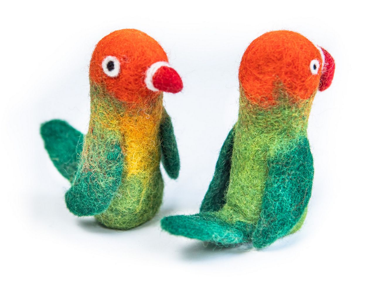 Fingerpüppchen Papagei, Pfirsichköpfchen aus Wollfilz