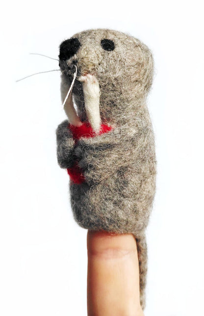 Filz-Fingerpüppchen Walross, Seitenansicht