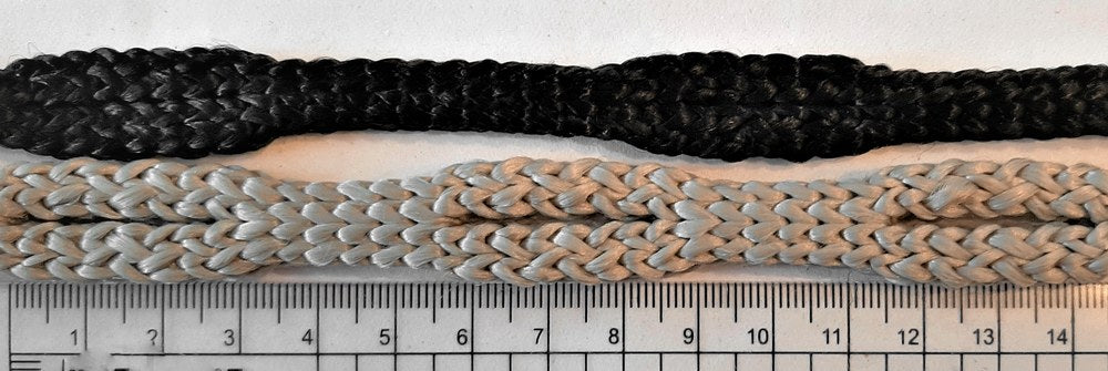 Spezialseil für Hängematten mit eingespleißten Ösen im Abstand von 5 cm zur Befestigung von Karabinern, am Lineal