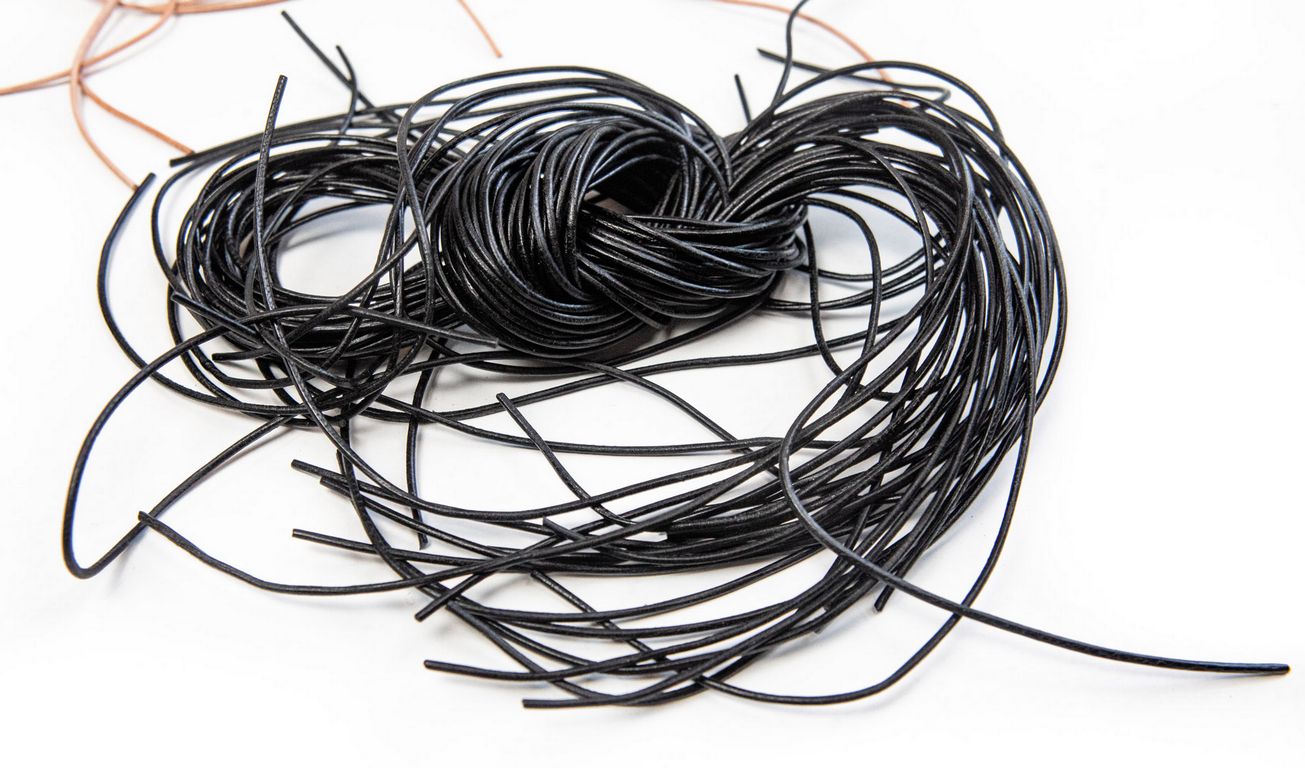 Lederband, schwarz o. natur, Ziegenrundleder