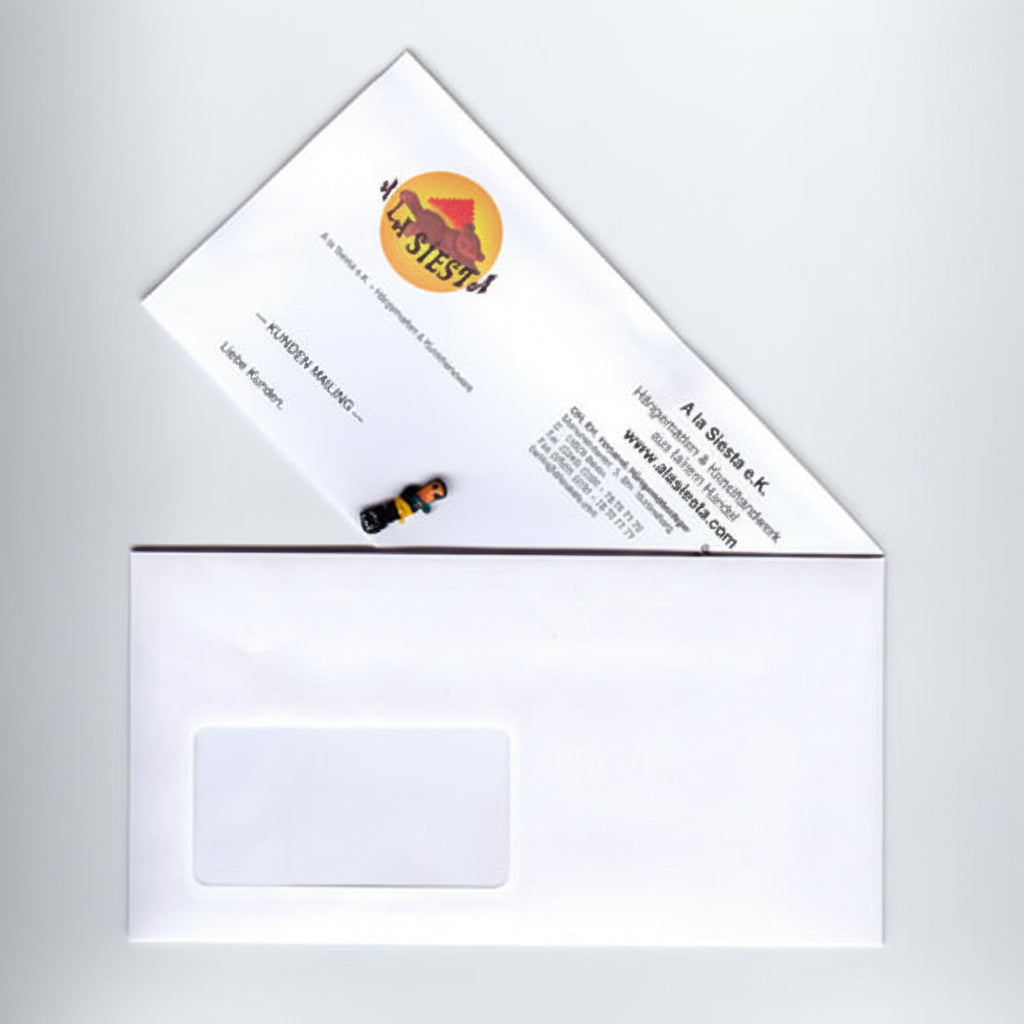 Beispiel für die Verwendung der Mini-Sorgenpüppchen in einem Kundenmailing auf einem Briefbogen
