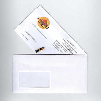 Beispiel für die Verwendung der Mini-Sorgenpüppchen in einem Kundenmailing auf einem Briefbogen