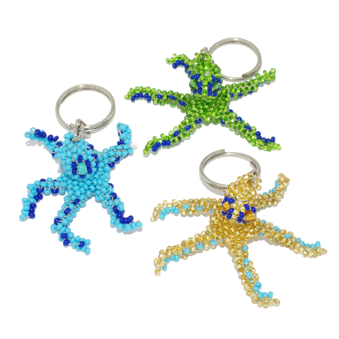 Krake, Octopus, Tintenfisch, 3 Schlüsselanhänger aus Glasperlen