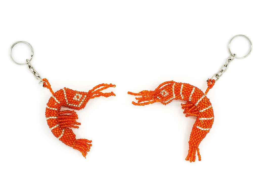 Schlüsselanhänger Shrimp orange-silber