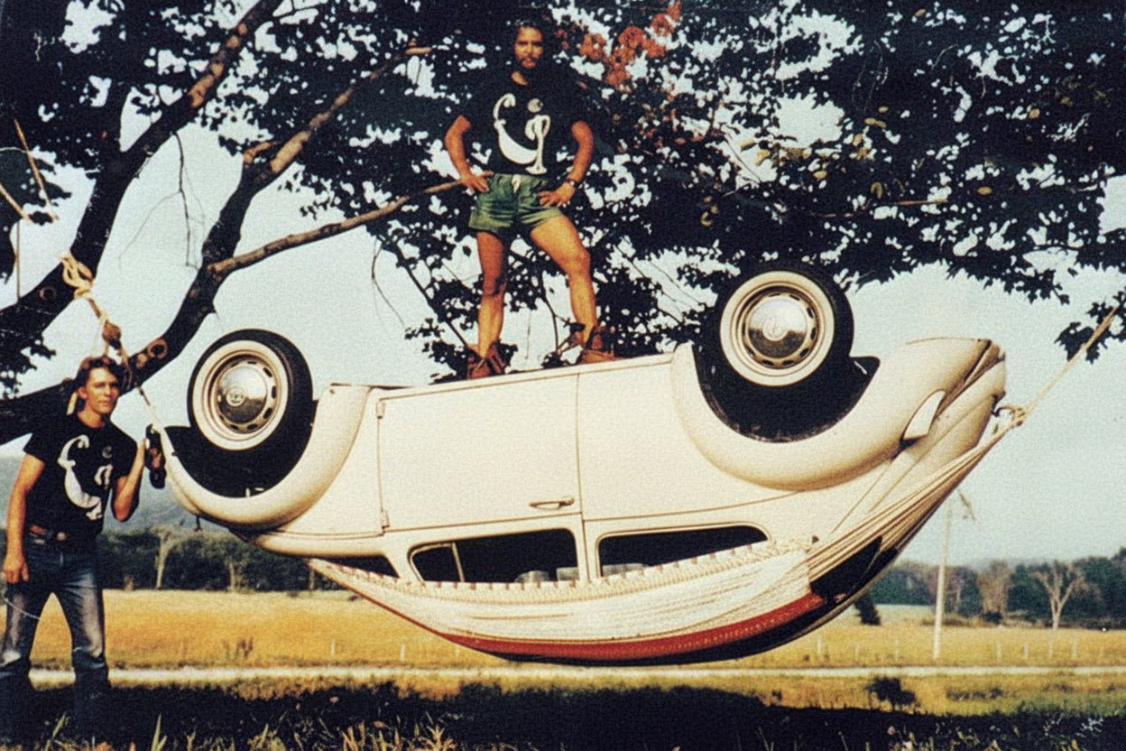 Nur eine mexikanische Hängematte trägt sogar das Gewicht eines VW Käfer