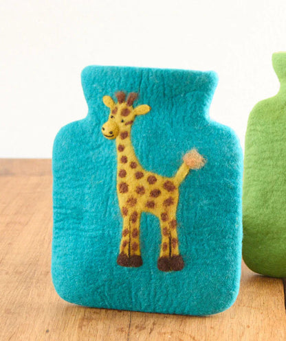 Wärmflasche medium mit Filzhülle "Giraffe"