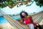 Preview: Stoffhängematte Barbados naturfarben mit Streifen