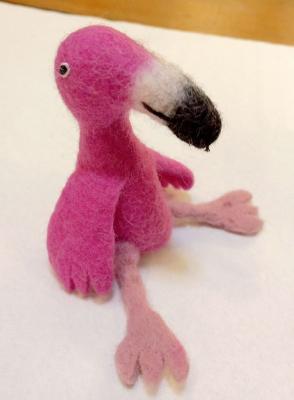 Fingerpüppchen Flamingo aus Wollfilz