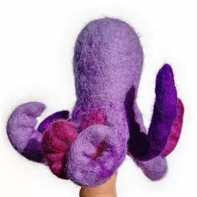 Filz-Fingerpüppchen Oktopus, Rückseite