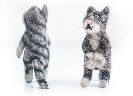 Fingerpüppchen Katze grau