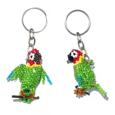 Papagei Schlüsselanhänger aus Glasperlen
