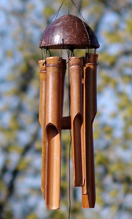 Holz-Windspiel mit natürlichem Klang 64 cm lang Dekoration Windspiel für Haus und Garten Robasiom Bambus-Windspiel Außen- und Innenbereich 
