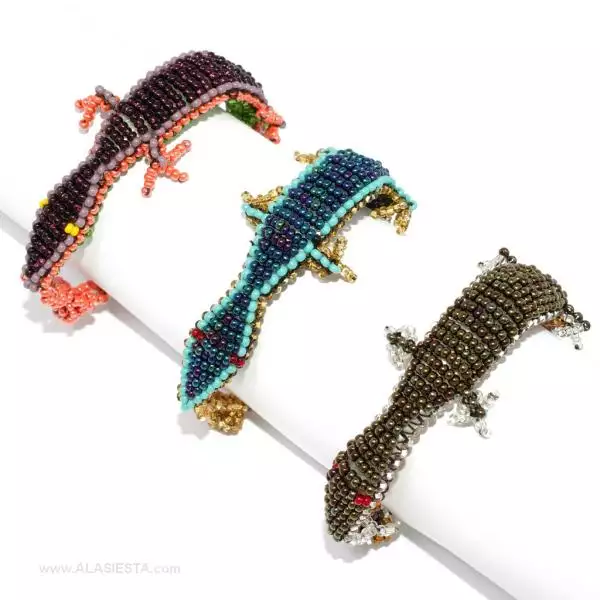 Armband Gecko aus Glasperlen