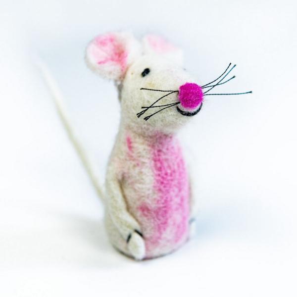 Fingerpüppchen Maus weiß