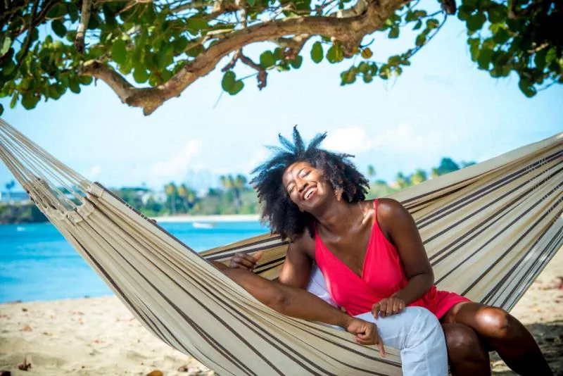 Stoffhängematte Barbados naturfarben mit Streifen