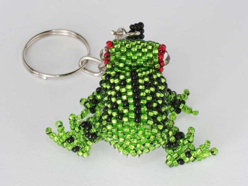 Schlüsselanhänger Frosch aus Glasperlen