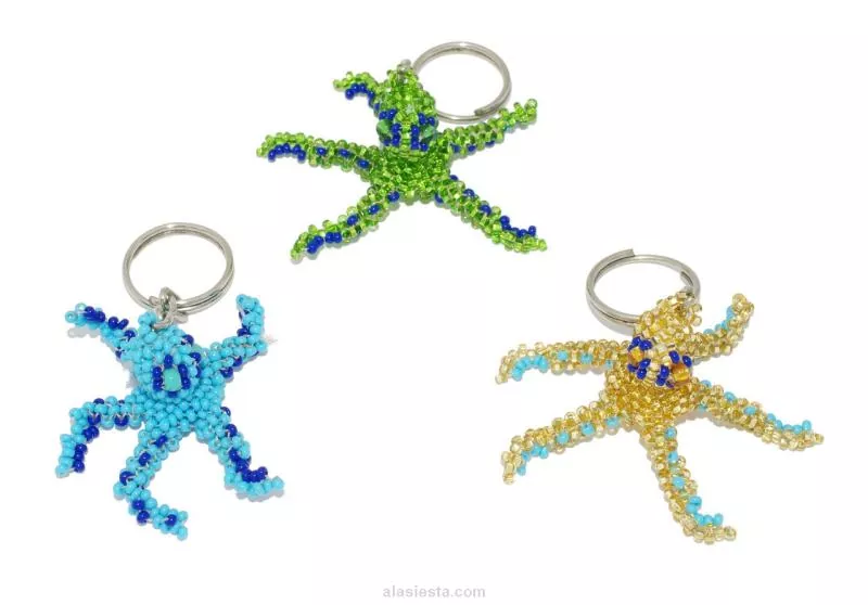 Octopus, Tintenfisch, Schlüsselanhänger aus Glasperlen