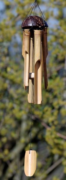 Bambus Windspiel Anhänger handgemachte Ornament für Terrasse Garten Innendekoration feeilty Windspiel 4 Rohre 5 Glocken Klangspiel Windspiel 